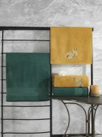 Cotton Box – Луксозен комплект кърпи Yesil / Sari (Зеленo и Горчица)– 4 части – 100% Памук