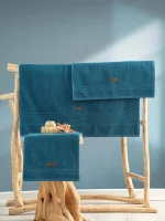 Cotton Box Комплект хавлиени кърпи „Wellness Ocean Petrol“ – 3 части – 100% памук