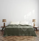 Покривало за спалня 240×260 см – 100% Памук – Waffle Texture – Pampas (Маслено светло зелено)