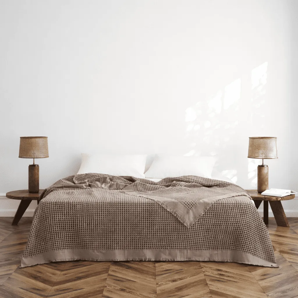 wp_id_30847_1776198276333 Покривало за спалня 240×260 см – 100% Памук – Waffle Texture – Mink (Тауп / Бежово-кафяв нюанс) - Image 1