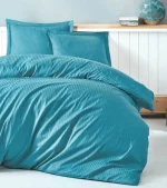 Cotton Box Спално бельо „Elegant Turkuaz“ Памук Сатен – 100% памук сатен – 4 части – за спалня