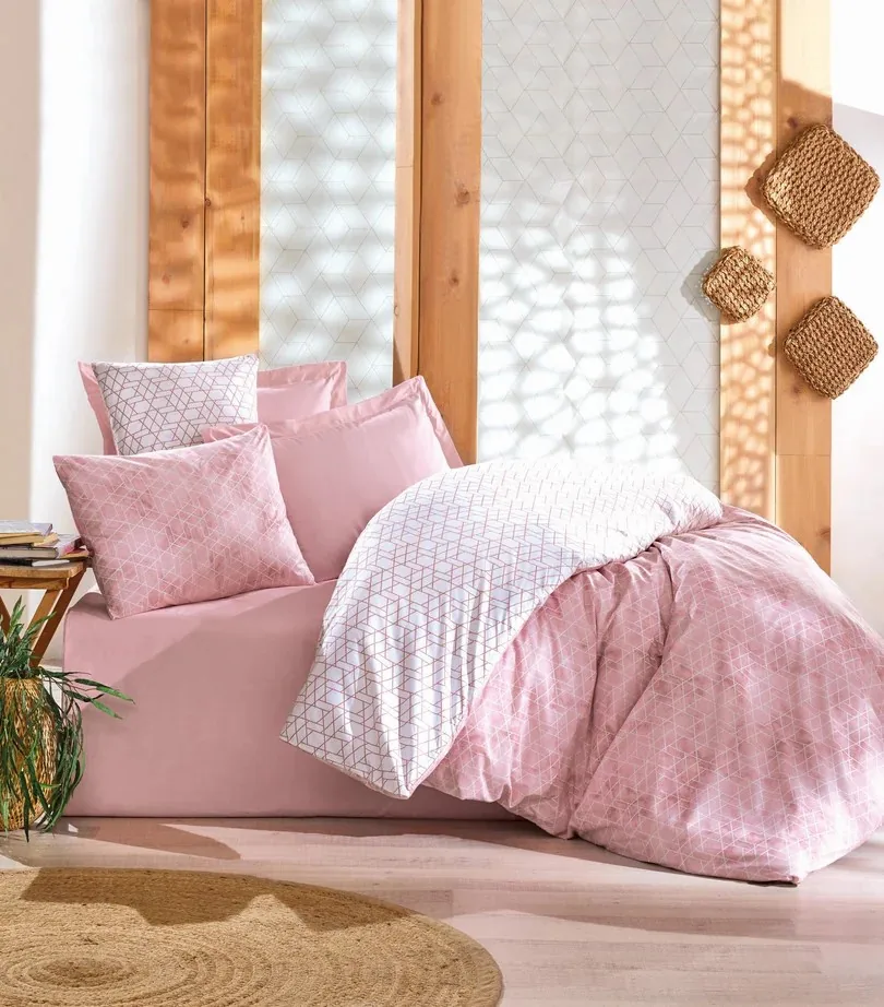 prod_137c4ed5-4a17-4b4f-a4c7-3f30bc85fabe Cotton Box Minimal Ranforce Best Pembe – двоен спален комплект с чаршаф с ластик 160x200+30 - Image 1