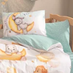 „Sweet Dreams“ Детски спален комплект с мече и зайче – Памук Ранфорс – 4 части – за детско легло - Image 3