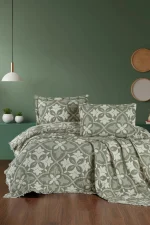 First Choice Pandora Green – 6-слойно памучно покривало за спалня с калъфки