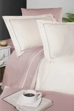 First Choice Спално бельо „Serenity Pudra“ Deluxe сатен – 100% памук – 6 части – за спалня с един плик - Image 2