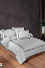 First Choice Спално бельо „Belezza Grey“ Deluxe сатен – 100% памук – 6 части – за спалня с един плик