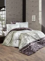 First Choice Doga Brown – 100% памук сатен – семеен спален комплект с 2 плика – 7 части