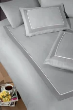 First Choice Спално бельо „Belezza Grey“ Deluxe сатен – 100% памук – 6 части – за спалня с един плик - Image 2