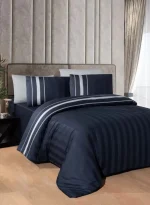 First Choice Artwel Navy Blue – 100% памук Deluxe сатен, 200 TC – 7 части – за Спалня/Приста с два плика