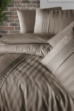 First Choice Спално бельо „Modalife Almond“ сатен лукс – 100% памук – 6 части – за спалня с един плик - Image 2