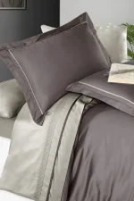 First Choice Спално бельо „Serenity Lilac-Beige“ Deluxe сатен – 100% памук – 6 части – за спалня с един плик - Image 2