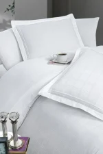 First Choice Спално бельо „Royce White“ Deluxe сатен – 100% памук – 6 части – за спалня с един плик - Image 2