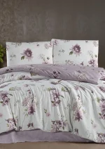 First Choice Homesko Eliza Violet – 100% памук 142 TC – Ranforce спален комплект 200x220 с чаршаф с ластик 160x200+35 см - Image 2
