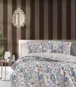 First Choice Homesko Joly Blue – 100% памук, 142 TC – Ranforce спален комплект 200×220 с чаршаф с ластик 160×200+35 см