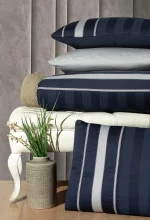 First Choice Artwel Navy Blue – 100% памук Deluxe сатен, 200 TC – 7 части – за Спалня/Приста с два плика - Image 2