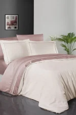First Choice Спално бельо „Serenity Pudra“ Deluxe сатен – 100% памук – 6 части – за спалня с един плик