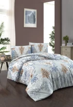 First Choice Homesko Lara Blue – 100% памук, 142 TC – Ranforce спален комплект 200×220 с чаршаф с ластик 160×200+35 см