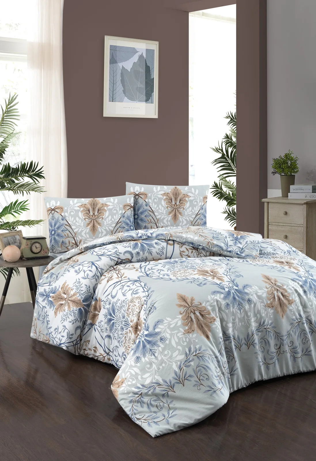 prod_ebb899a7-3f9d-4604-9272-d062ab905fe7 First Choice Homesko Lara Blue – 100% памук, 142 TC – Ranforce спален комплект 200×220 с чаршаф с ластик 160×200+35 см - Image 1
