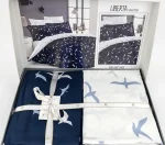 First Choice Liberta Navy Blue – 100% памук сатен – семеен спален комплект с 2 плика – 7 части - Image 2