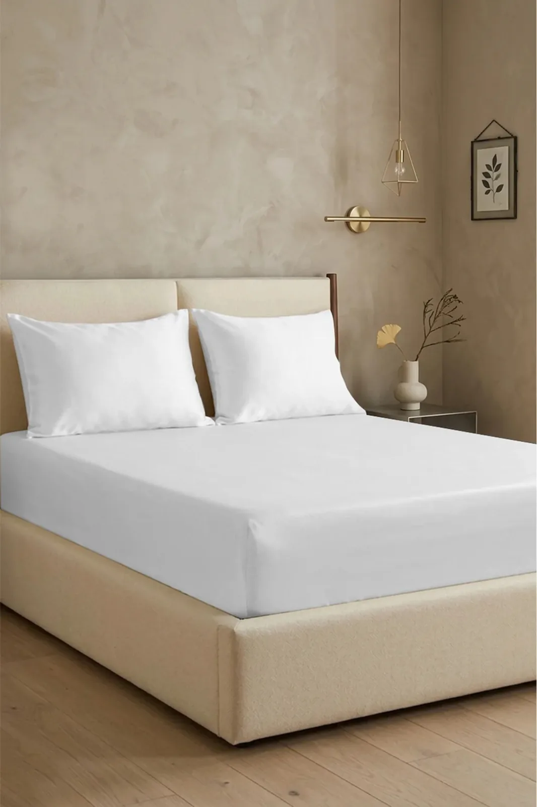 prod_76be4e83-1456-4209-8a9f-cc0fa79635e8 First Choice White – 100% памук сатен, 200 TC (80 нишки) – комплект чаршаф с ластик и 2 калъфки – 3 части - Image 1