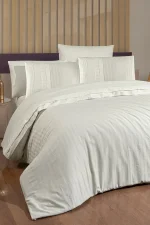 First Choice New Trend Krem – 100% памук Deluxe сатен, 200 TC (80 нишки) – спален комплект за спалня – 6 части - Image 2