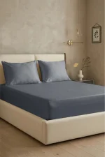 First Choice Dark Grey – 100% памук сатен, 200 TC (80 нишки) – комплект чаршаф с ластик и 2 калъфки – 3 части