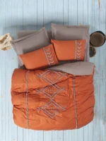 Cotton Box Спално бельо „Liya Kiremit“ – 100% памук ранфорс – 6 части - За спалня