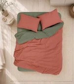 Cotton Box Двойно спално бельо „Plain Kiremit-Haki“ Ranforce – 100% памук - 4 части
