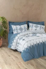 Cotton Box Двойно спално бельо Bohem „Talora İndigo“ Ranforce – 100% памук - 4 части