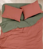 Cotton Box Двойно спално бельо „Plain Kiremit-Haki“ Ranforce – 100% памук - 4 части - Image 2