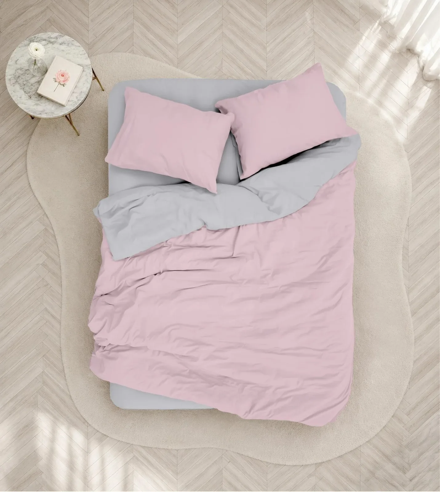 prod_7b27b6ff-32a1-4cd8-9fa2-0f0b48d8c2d9 Cotton Box Двойно спално бельо „Plain Pembe-Gri“ Ranforce – 100% памук - 4 части - Image 1