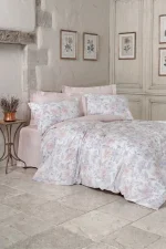 Cotton Box Двоен спален комплект „Maybelle Pudra“ – 100% памучен сатен – 6 части – за спалня