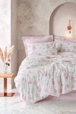 Cotton Box Единично спално бельо Modeline „Rosalie Pembe“ Ranforce – 100% памук - 3 части