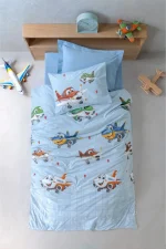 Cotton Box Единично детско спално бельо Junior „Jetty İndigo“ Ranforce – 100% памук - 3 части